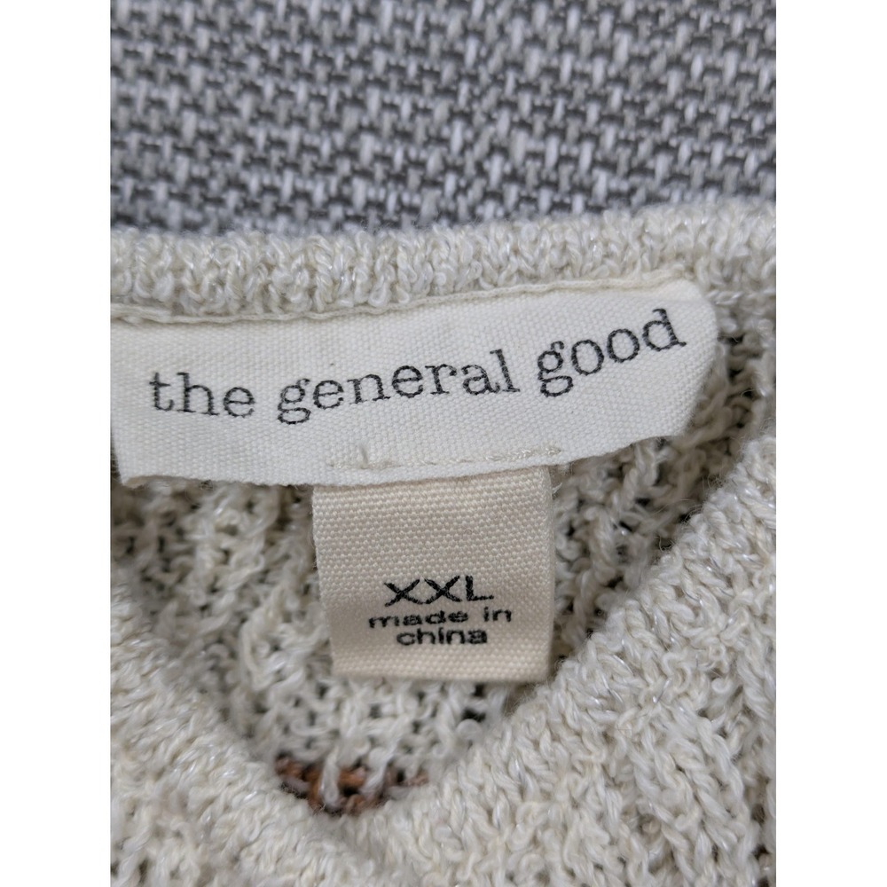 The General Good Sweater Vest Womens XXL White Brown Stripe Knit Boho - Picture 4 of 8